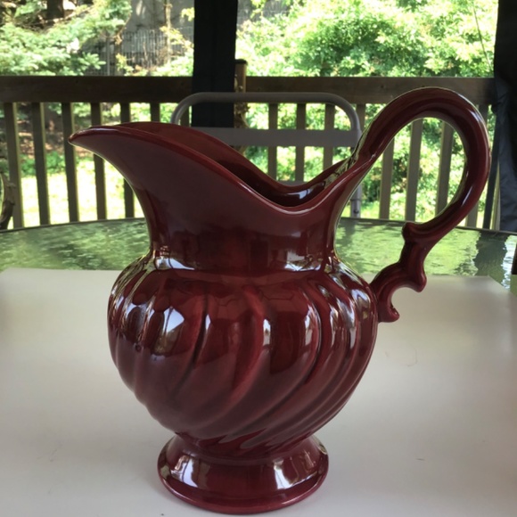 VTG 50s FRANCISCAN WARE Pitcher Jug Swirled Burgundy/Maroon Ceramic Mid Cent - Picture 8 of 10